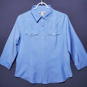 Dressbarn Women's 3/4 Sleeve Button Up Shirt M